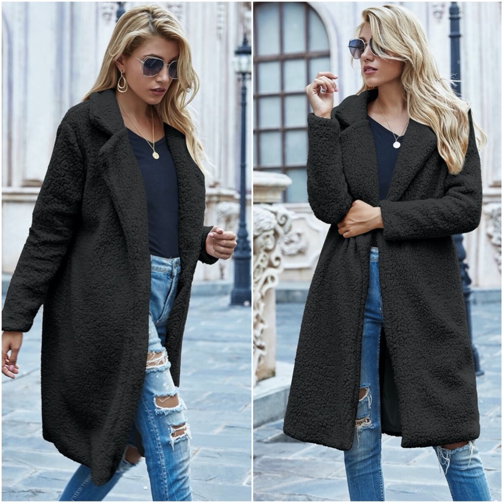 Cream fur long teddy jacket coat fall trench pea - Picture 10 of 10